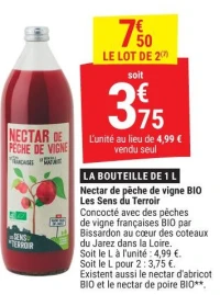 Nectar de pêche de vigne BIO