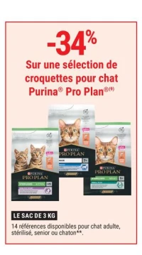 -34% sélection de croquettes pour chat Purina® Pro Plan®