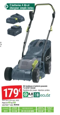 Kit tondeuse à batterie poussée "E-33TD" ECLOZ
