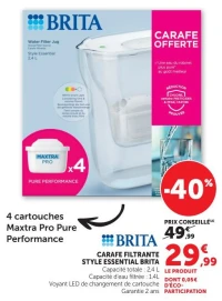 CARAFE FILTRANTE STYLE ESSENTIAL BRITA
