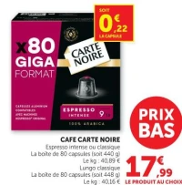 CAFE CARTE NOIRE Espresso intense ou classique