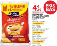 MADELEINES EXTRA MOELLEUSES KER CADELAC Vanille