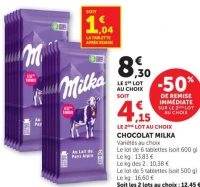 CHOCOLAT MILKA Variétés au choix