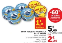 THON HUILE DE TOURNESOL PETIT NAVIRE Entier ou miettes