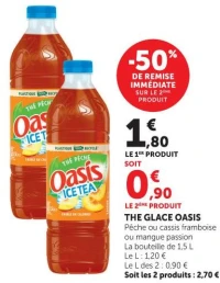 THE GLACE OASIS Pêche ou cassis framboise ou mangue passion
