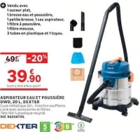 ASPIRATEUR EAU ET POUSSIÈRE DWD, 20 L, DEXTER