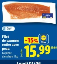 Filet de saumon entier avec peau