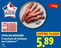8 saucisses de Toulouse aux 3 poivres