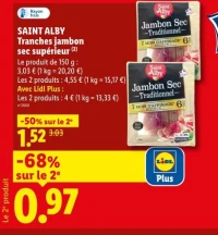 SAINT ALBY Tranches jambon sec supérieur