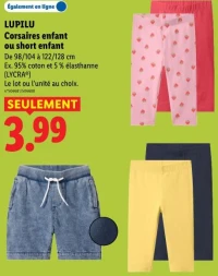 Corsaires enfant ou short enfant