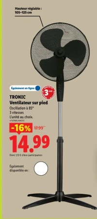 TRONIC Ventilateur sur pied