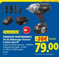 PARKSIDE PERFORMANCE Set de démarrage visseuse à chocs sans fil