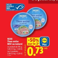 NIXE Thon entier MSC au naturel