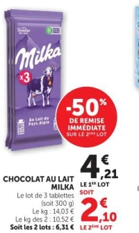 CHOCOLAT AU LAIT MILKA