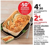 GRATIN LÉGUMES DU TIAN OU CHÈVRE ET ÉPINARDS OU SAUMON ÉPINARDS