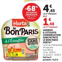JAMBON A L'ETOUFFE CONSERVATION SANS NITRITE LE BON PARIS HERTA(2)