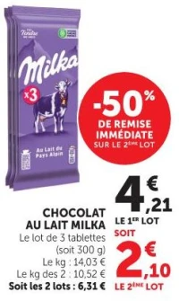 CHOCOLAT AU LAIT MILKA