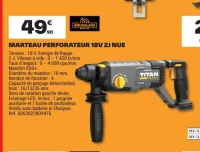 TITAN MARTEAU PERFORATEUR 18V 2J NUE