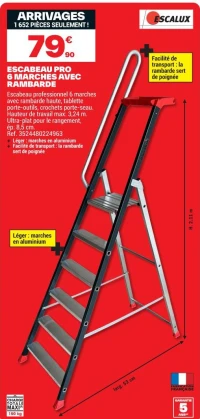 ESCABEAU PRO 6 MARCHES AVEC RAMBARDE