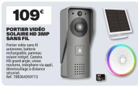 PORTIER VIDÉO SOLAIRE HD 3MP SANS FIL