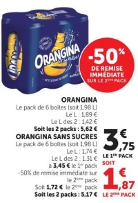 ORANGINA Le pack de 6 boîtes