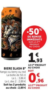 BIERE SLASH 8° Mango ou berry ou red