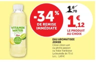 EAU AROMATISEE JOKER Citron citron vert ou pêche passion