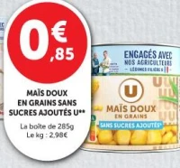 MAÏS DOUX EN GRAINS SANS SUCRES AJOUTÉS U**
