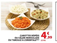 CAROTTES RÂPÉES OU CÉLERI REMOULADE OU TABOULÉ À L'ORIENTALE
