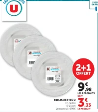 100 ASSIETTES U En carton Ø 23 cm