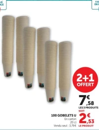 100 GOBELETS U En carton 20 cl