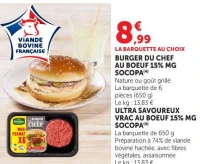 BURGER DU CHEF AU BOEUF 15% MG SOCOPA
