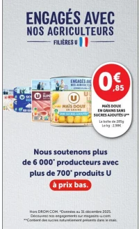 MAÏS DOUX EN GRAINS SANS SUCRES AJOUTÉS U**
