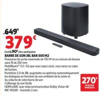 BARRE DE SON JBL BAR 500 M2
