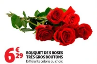 BOUQUET DE 5 ROSES TRÈS GROS BOUTONS Différents coloris au choix