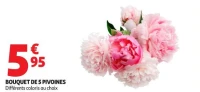 BOUQUET DE 5 PIVOINES Différents coloris au choix