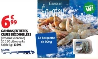 GAMBAS ENTIÈRES CRUES DÉCONGELÉES