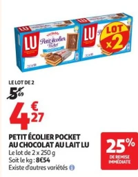 PETIT ÉCOLIER POCKET AU CHOCOLAT AU LAIT LU