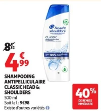 SHAMPOOING ANTIPELLICULAIRE CLASSIC HEAD & SHOULDERS