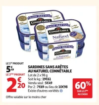 SARDINES SANS ARÊTES AU NATUREL CONNÉTABLE