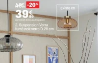 Suspension Verra fumé noir verre D.28 cm