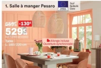 1. Salle à manger Pesaro Table L. 180 / 220 cm