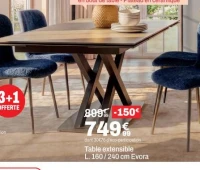 Table extensible L. 160/240 cm Evora
