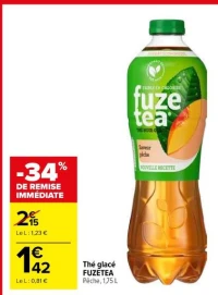 Thé glacé FUZETEA Pêche, 1,75 L