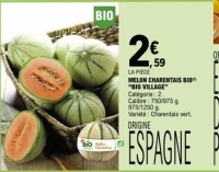 MELON CHARENTAIS BIO "BIO VILLAGE"