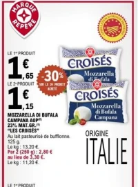 Mozzarella di Bufala Campana AOP 23% MAT.GR. "LES CROISÉS"