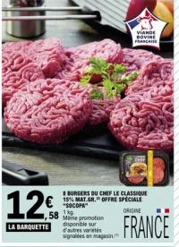 8 BURGERS DU CHEF LE CLASSIQUE 15% MAT.GR. OFFRE SPÉCIALE "SOCOPA"