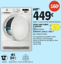 SÈCHE LINGE POMPE À CHALEUR Electrolux
