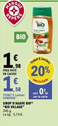 Sirop d'agave bio "Bio Village"