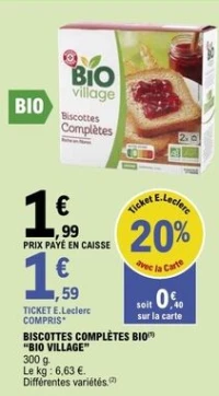 Biscottes complètes bio "Bio Village"